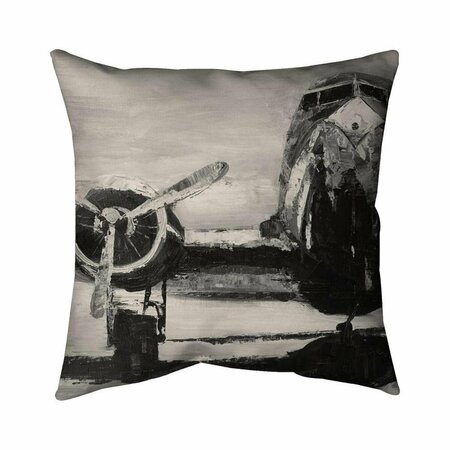 BEGIN HOME DECOR 26 x 26 in. Sepia Airplane-Double Sided Print Indoor Pillow 5541-2626-TR20-1-CR
